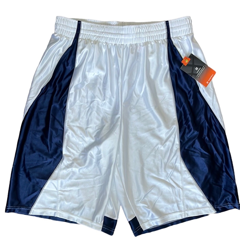 NWT Tek Gear Mens White and Blue Basketball Short Size Large